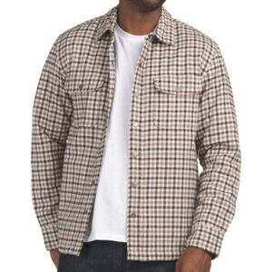 BONOBOS Filled Flannel Shacket In Beige and Brown